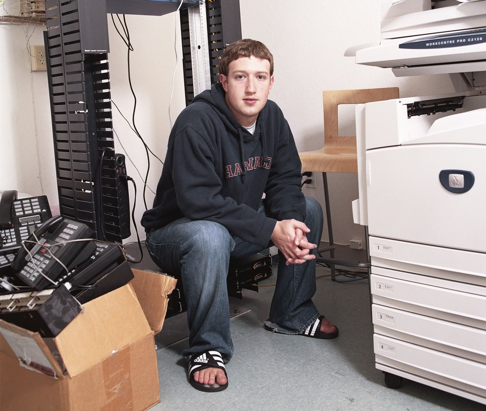 Dressed down as the Facebook CEO, 2006